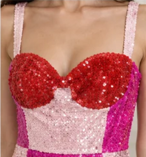 Lace & Beads Red & Pink Sequin Alicia Mini Dress β product image 4 of 11