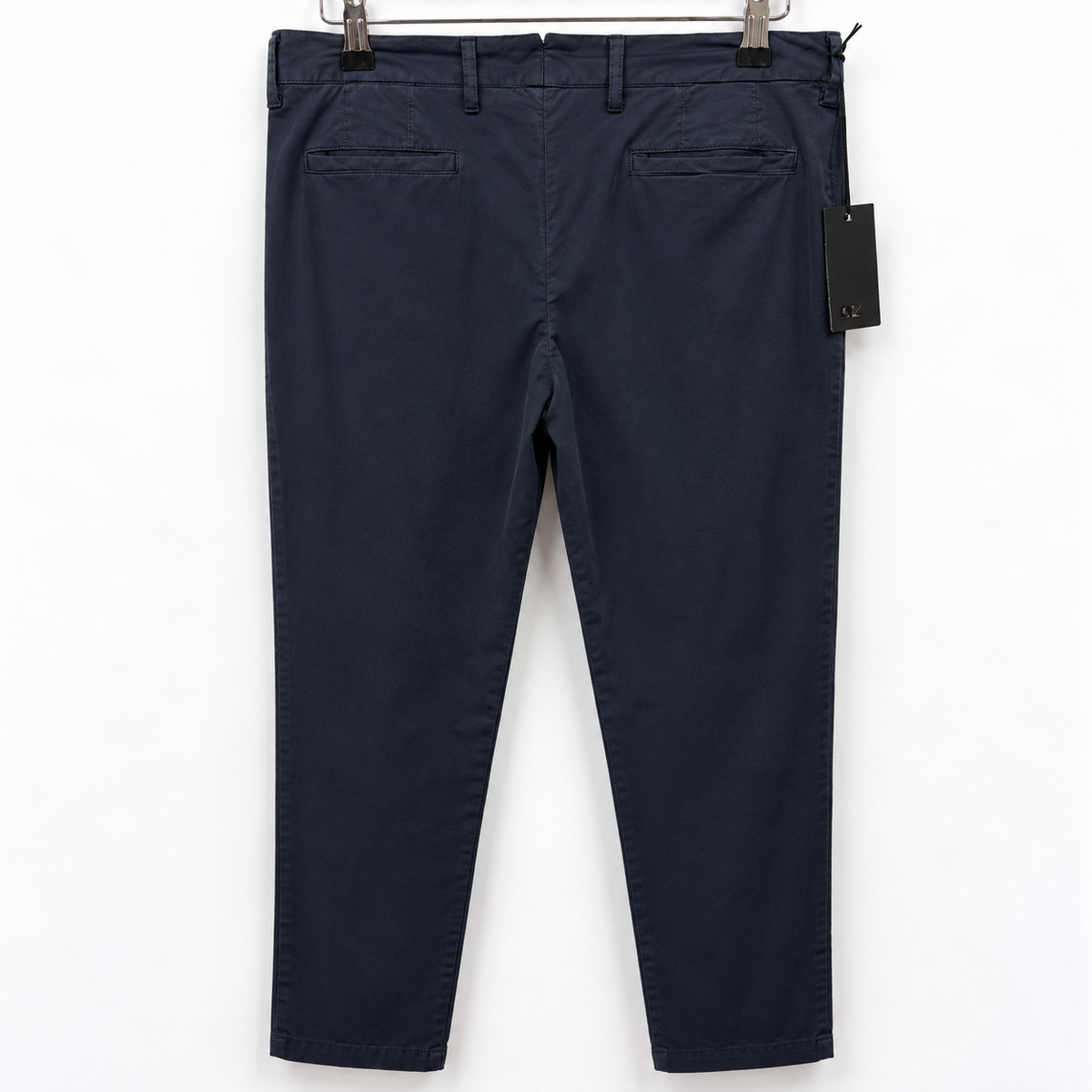 Back view — PT01 Navy Ankle-Grazer Trousers – Size 40.