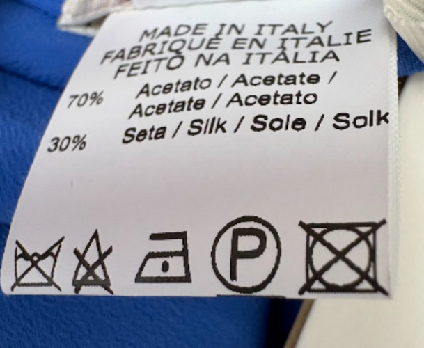 Fabric composition and care label — ottod’Ame Cobalt Blue Silk-Blend Draped Camisole Top – UK 14.