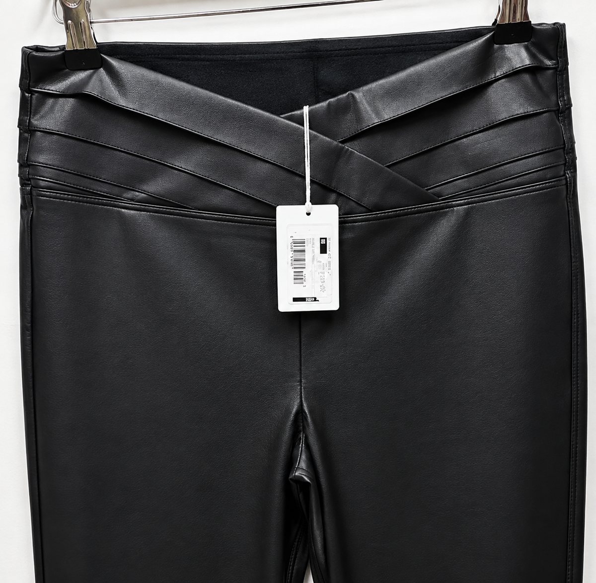 Design detail close-up — Patrizia Pepe Black Faux Leather Trousers – Size 44.