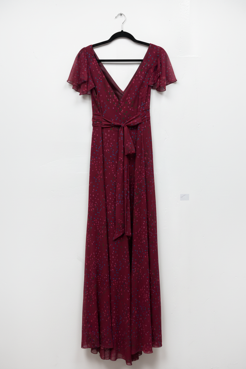 Maids to Measure Caroline Burgundy Confetti maxi dress, UK 14 – product image 7