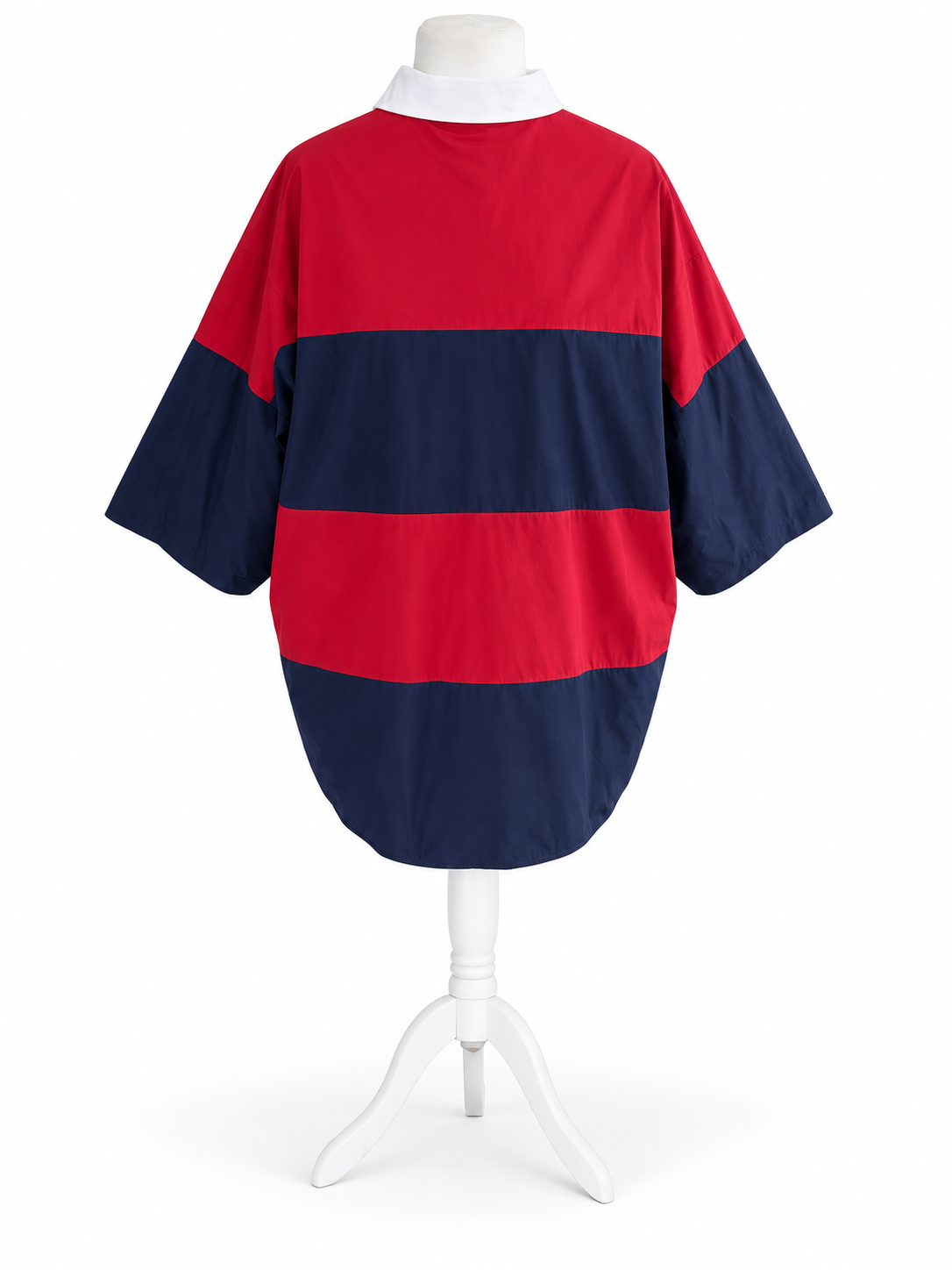 DSQUARED2 United men's red and navy striped padded rugby polo shirt with white collar, IT 46, Brand New With Tags