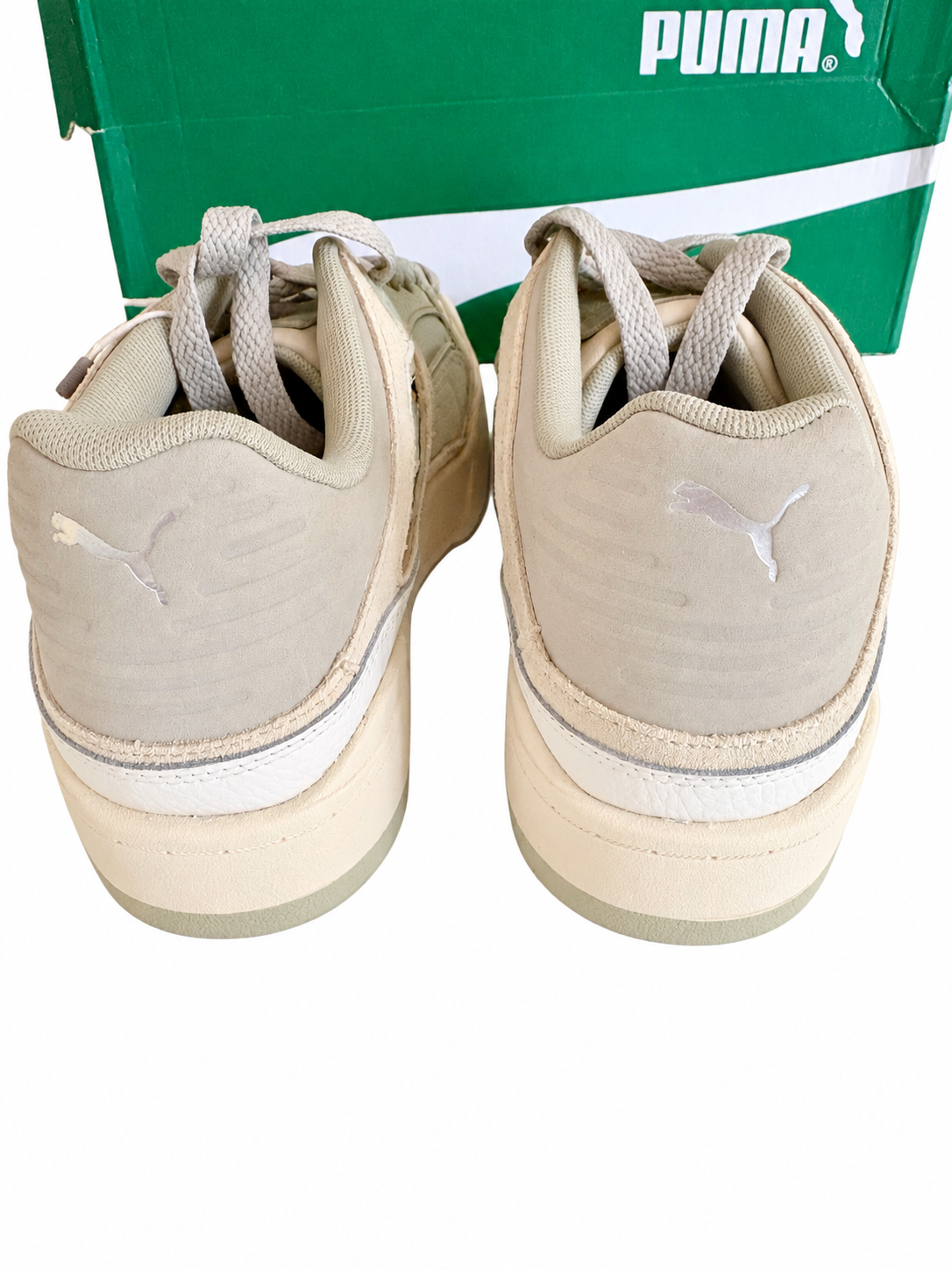 Puma Men’s Cream & Sage Panelled Lace-Up Trainers – Size 7 – BNIB