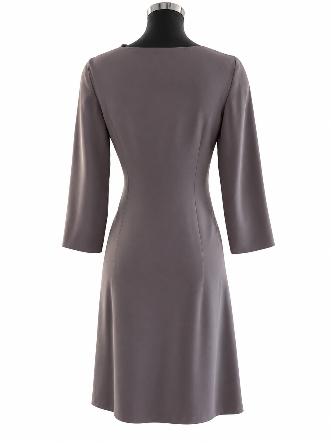 Back view on a mannequin — Emporio Armani Mineral Grey Draped Tailored Dress — Size IT 42.