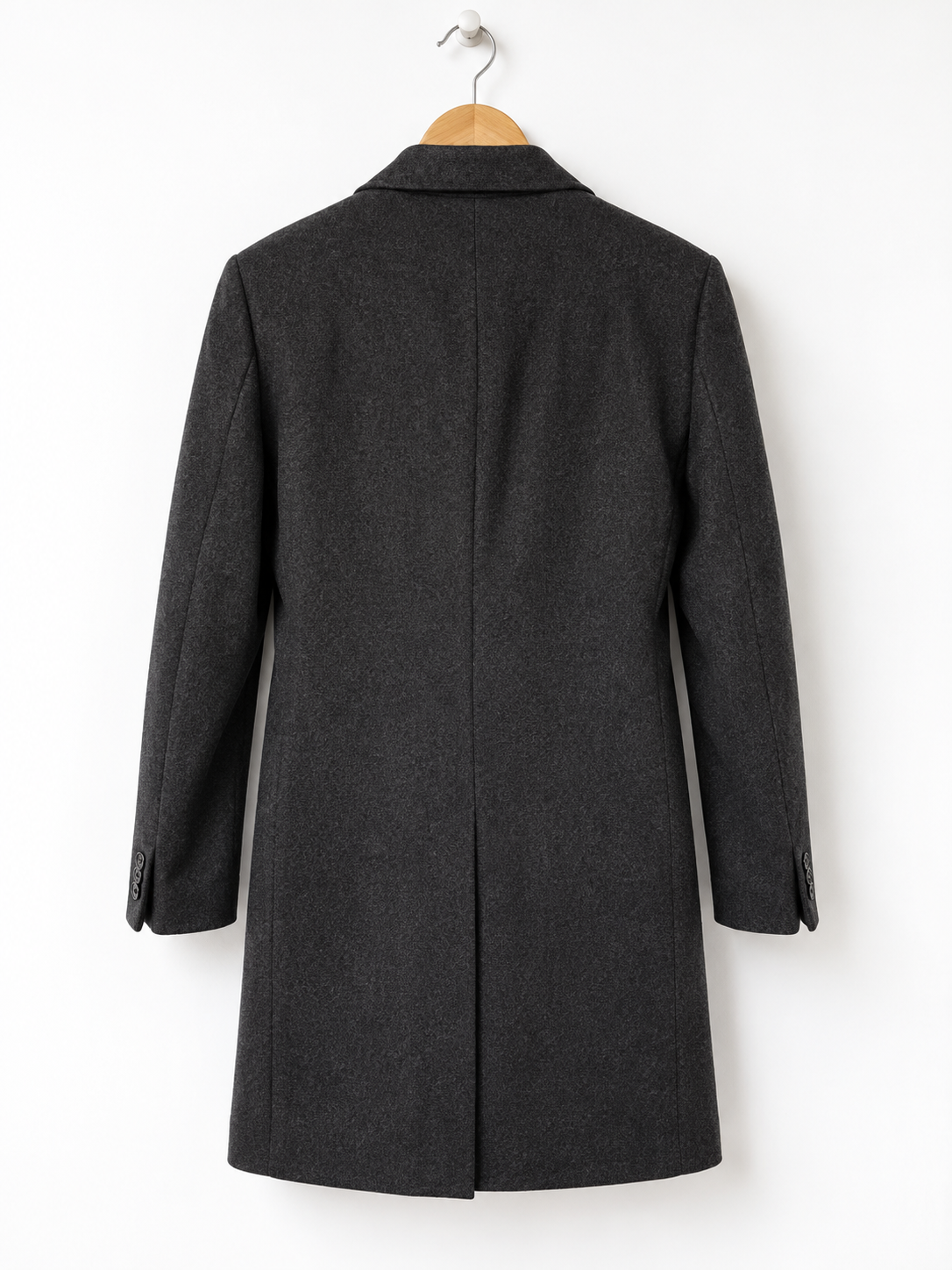 French Connection Men's Dark Grey Melange Winter Melton Wool Blend Tailored Coat Size S BNWT