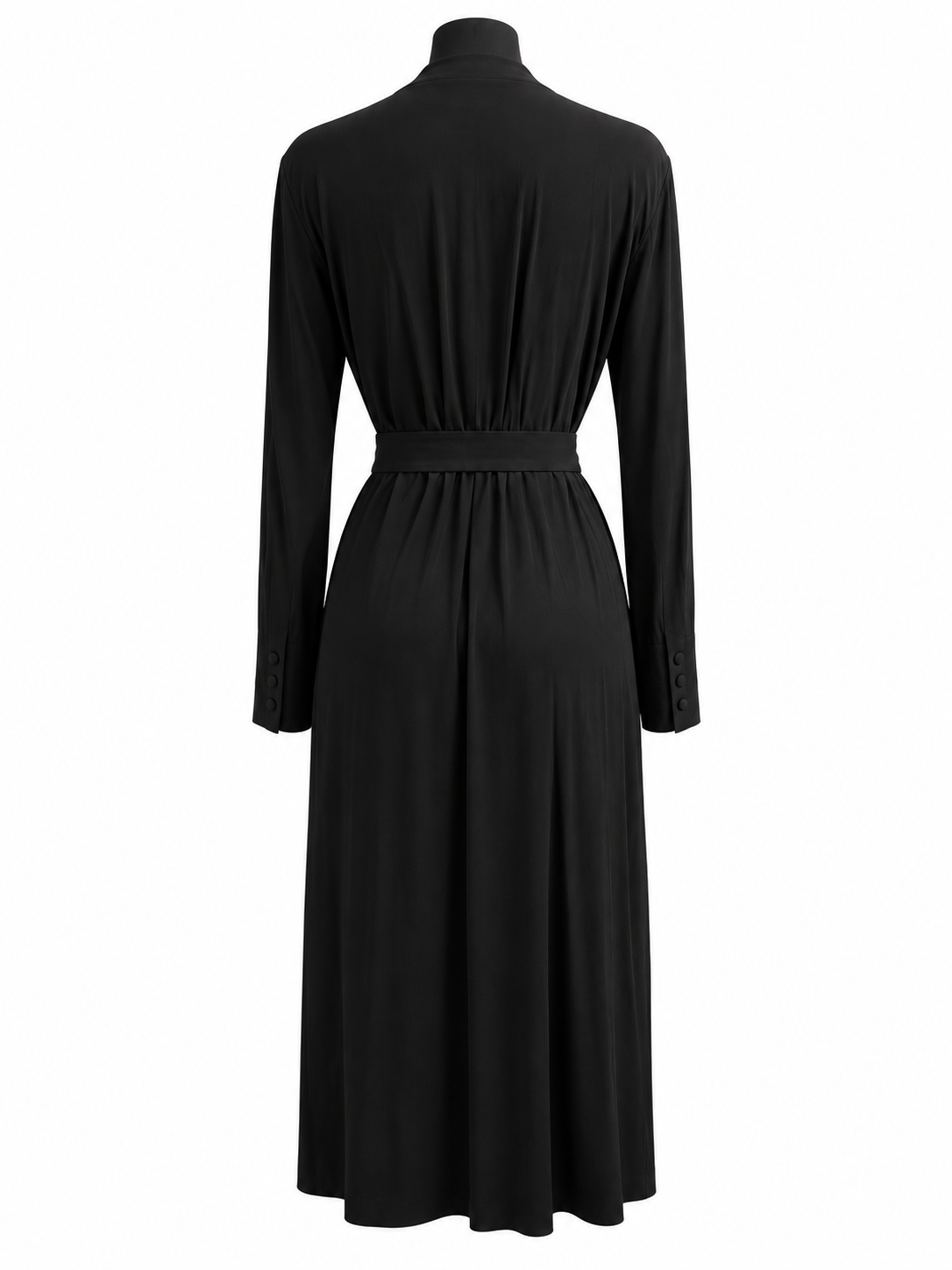 Mauro Grifoni black wrap dress IT 42, garment back showing long sleeves and waist belt