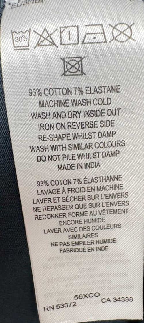 Fabric composition and care label β French Connection Marine Stretch Jersey Long Sleeve Tee β S / XS.