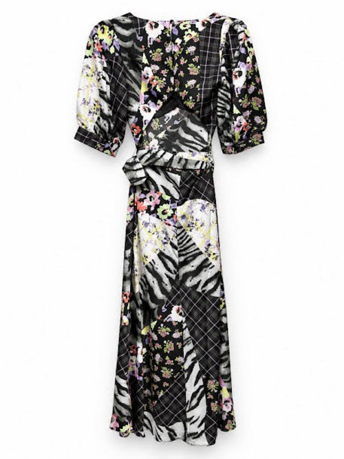 Back view — ASOS DESIGN Multi Print Retro Midi Dress with Belt – UK 8.