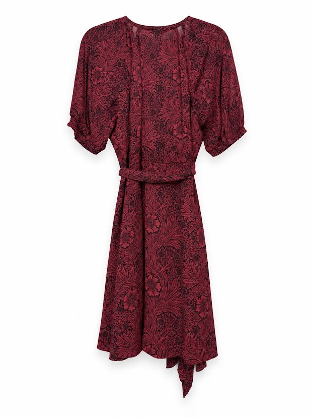 Next Petite Burgundy & Black Floral Wrap Dress β UK 14P
