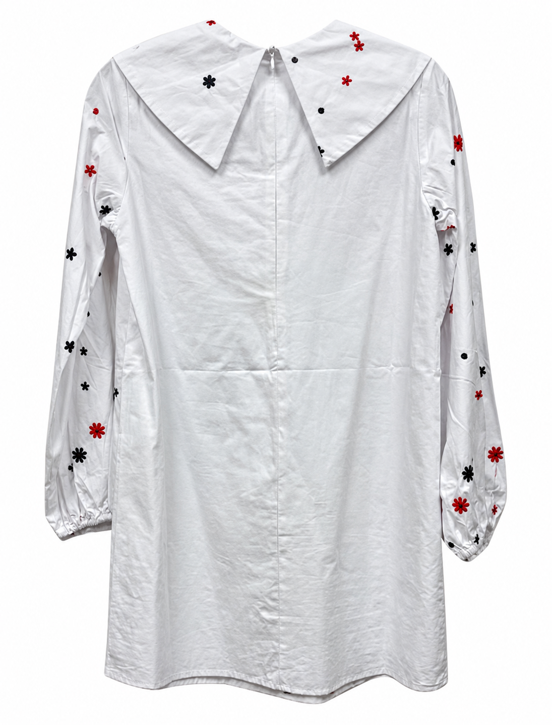 Back view — Labelrail x Collyer Twins White Floral Long Sleeve Dress – UK 8
