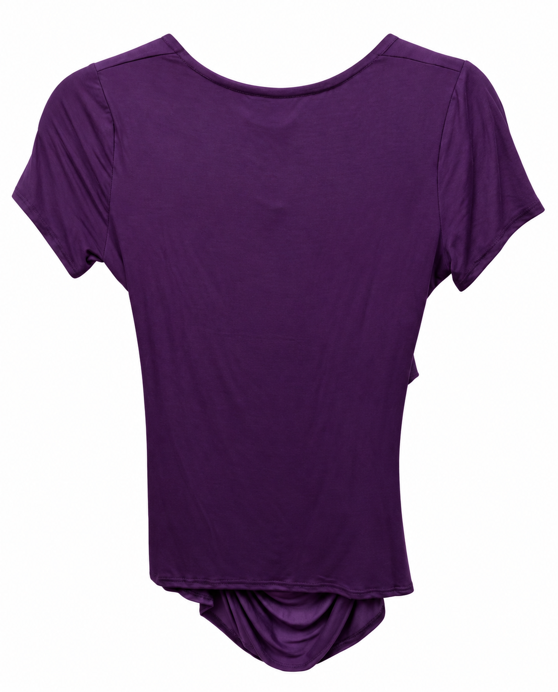 Back view — Zeagoo Purple Ruched Short-Sleeve Top – UK 8