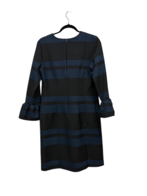 Back view — Camicetta Snob Black & Navy Striped Flared-Cuff Dress – M.