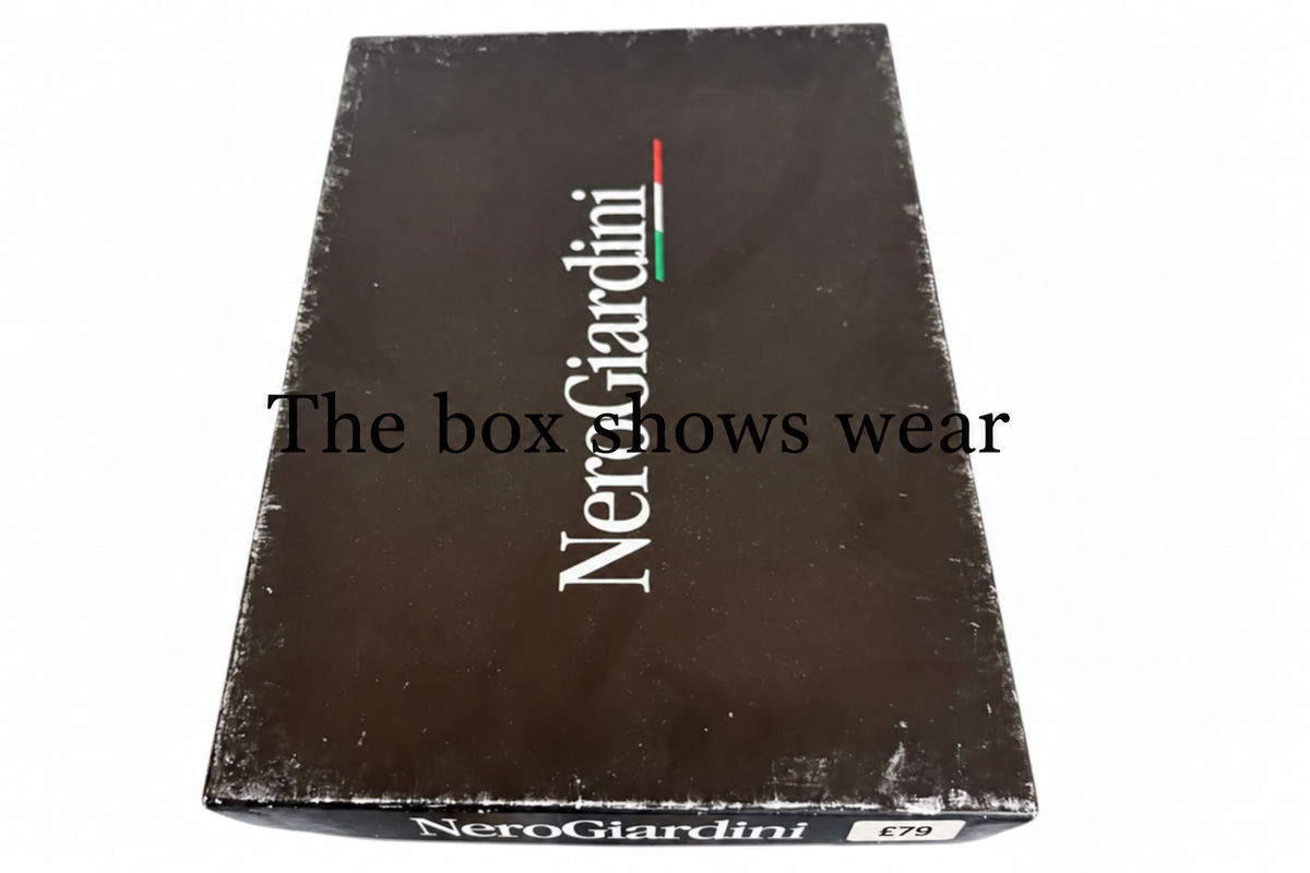 Original NeroGiardini box showing wear and Β£79 selling price