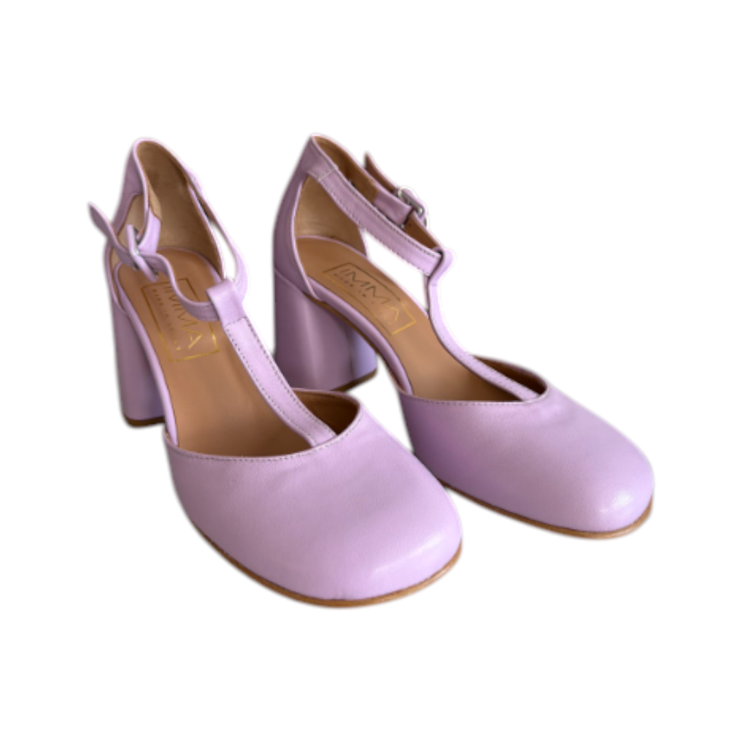 IMMA Lavender Nappa Mary Jane Block-Heel Shoes – EU 37