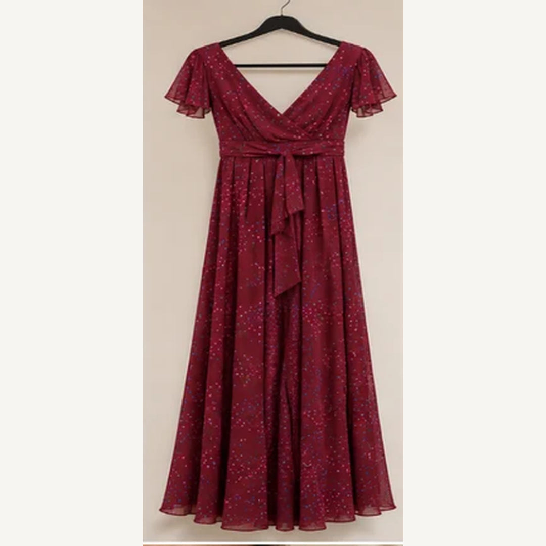 Maids to Measure Caroline Burgundy Confetti maxi dress, UK 14 – product image 6