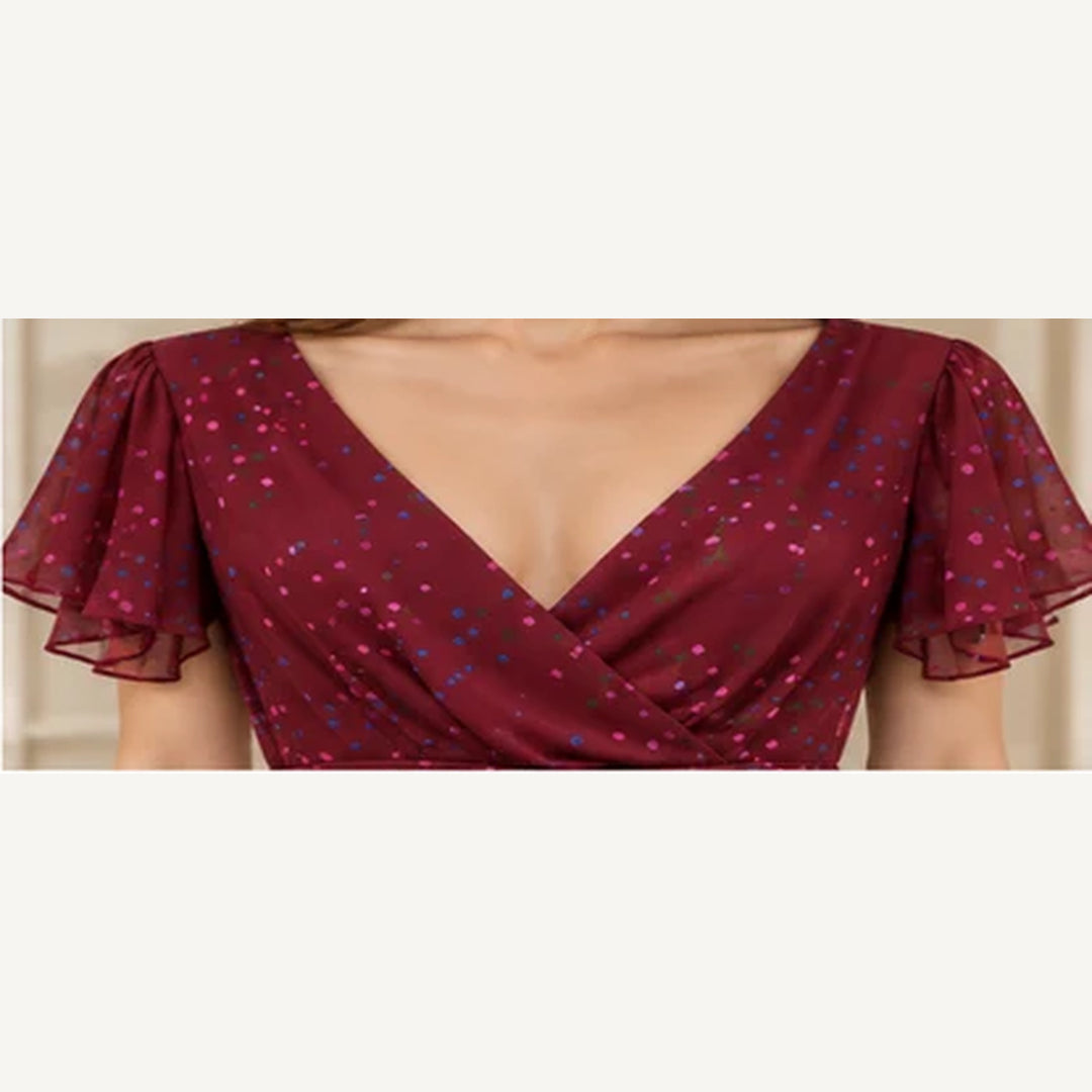 Maids to Measure Caroline Burgundy Confetti maxi dress, UK 14 – product image 5