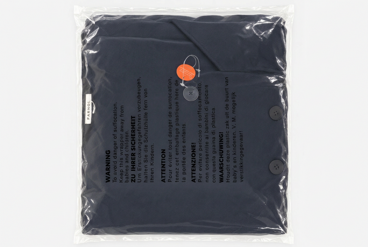 Original packaging — Farnol Navy Double-Breasted Belted Trench Coat – TN 46.