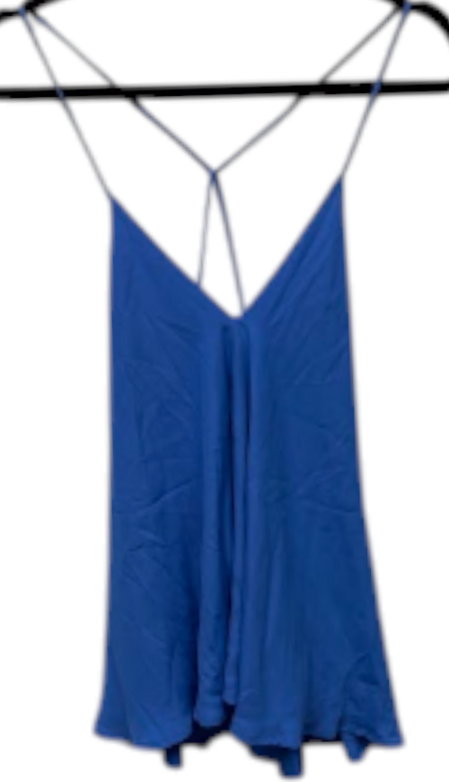 Front view — ottod’Ame Cobalt Blue Silk-Blend Draped Camisole Top – UK 14.