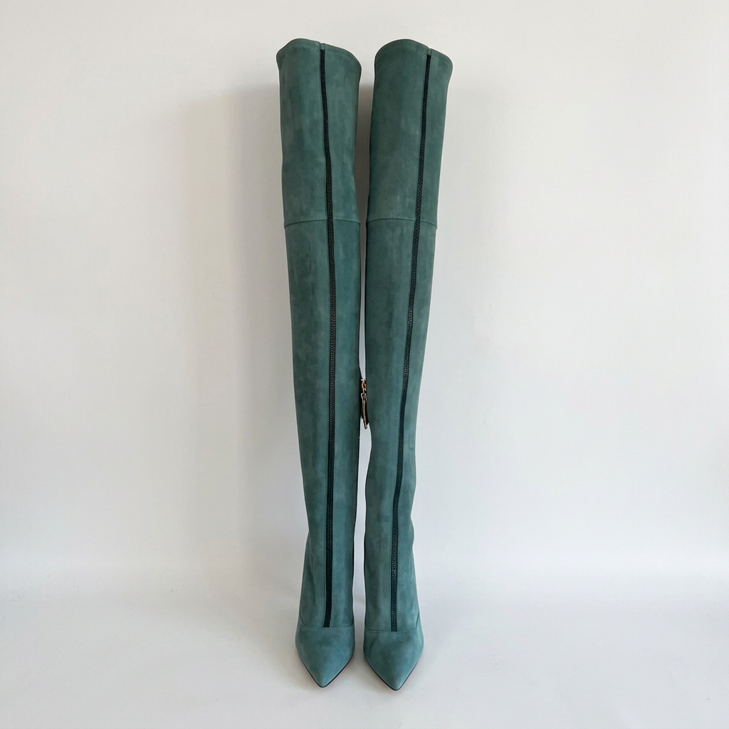 Elisabetta Franchi Turquoise Suede Thigh-High Boots – EU 35 – product image 5