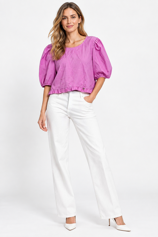 LIU JO Rosa Pink Cotton Cropped Tunic with Back Tie – UK 14 shown on a model.