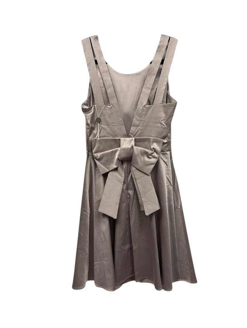Biancoghiaccio Silvery Gold Bow-Back Fit-and-Flare Dress IT 40 — photograph 4