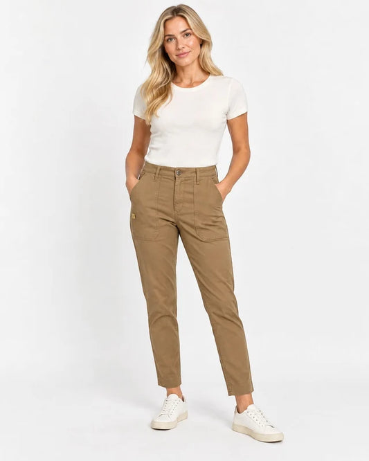 Manila Grace Khaki Patch Pocket Trousers – IT 42 shown on a model.