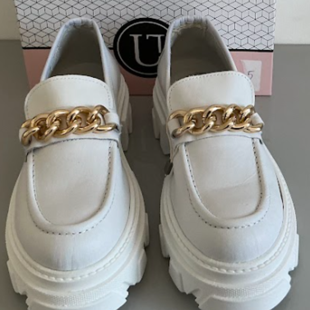 InLace White Calf-Leather Chain Chunky Loafers – EU 39