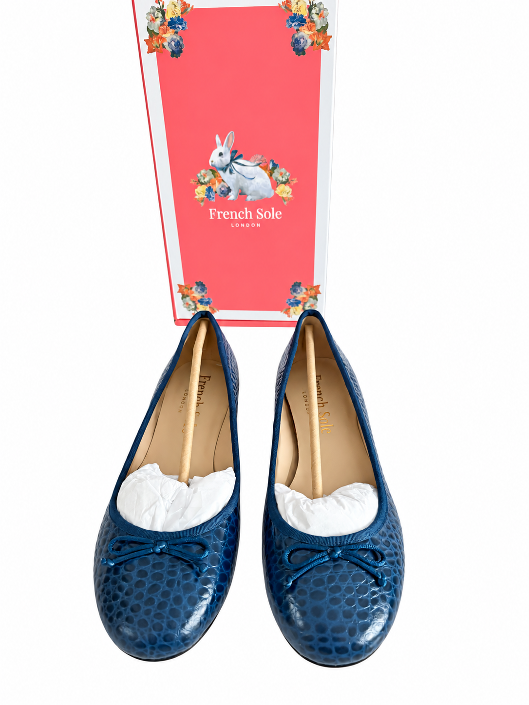 French Sole Maddox Dark Blue Textured Leather Ballet Flats – UK 7 / EU 40 – BNIB