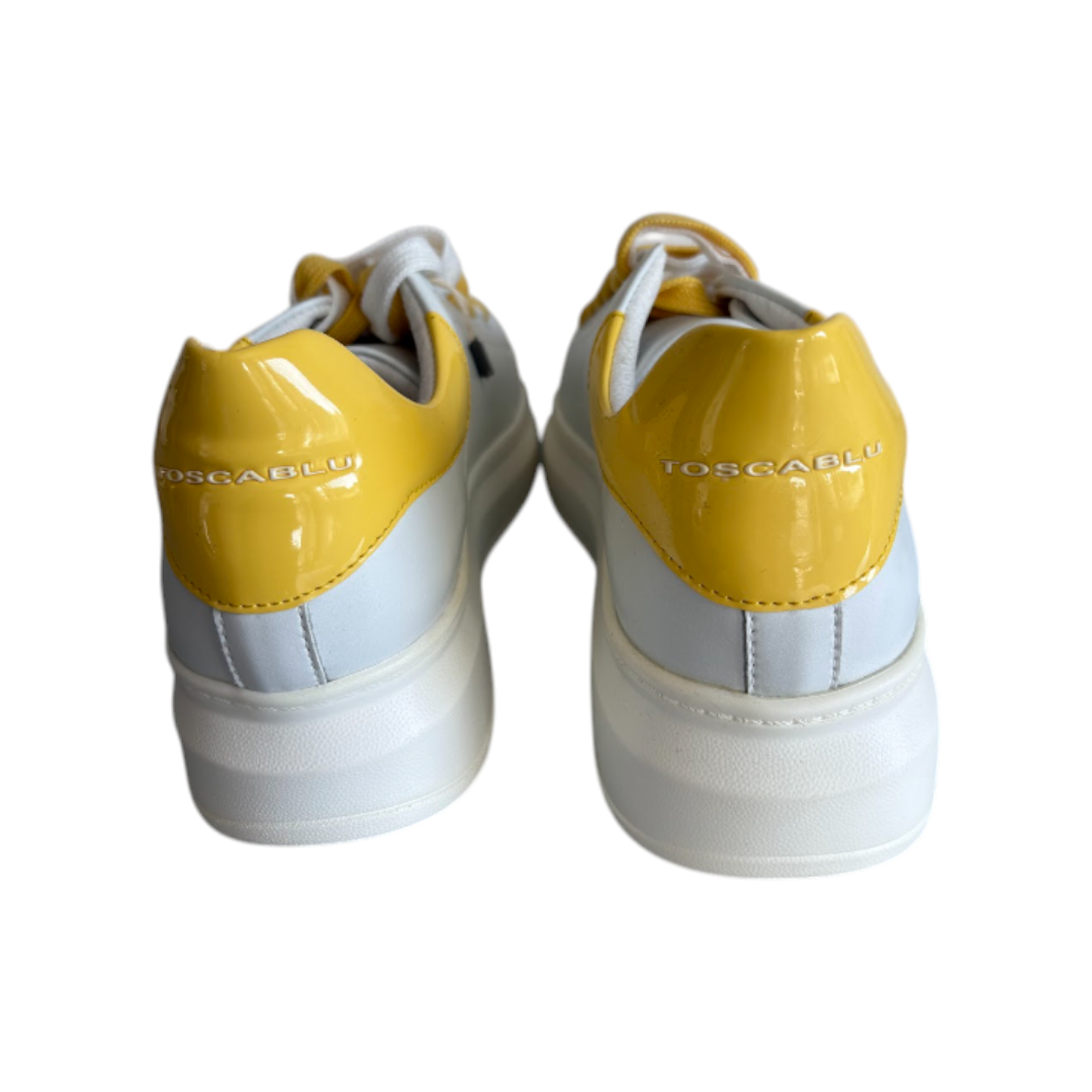 Tosca Blu Margarita White & Yellow Leather-Style Sneakers – EU 37