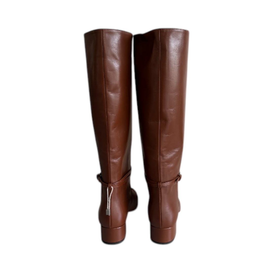 Francesco Russo Brown Knee-High Boots with Ankle Strap and Block Heel EU 37 – product image 3