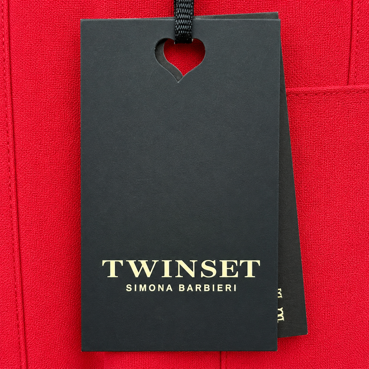 Retail tag showing product reference — Twinset Simona Barbieri Red Wide-Leg Trousers – 42.