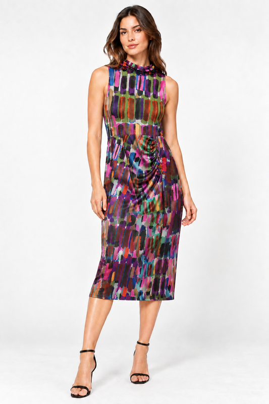 & Other Stories Multicoloured Abstract-Print Midi Dress – M — photograph 1