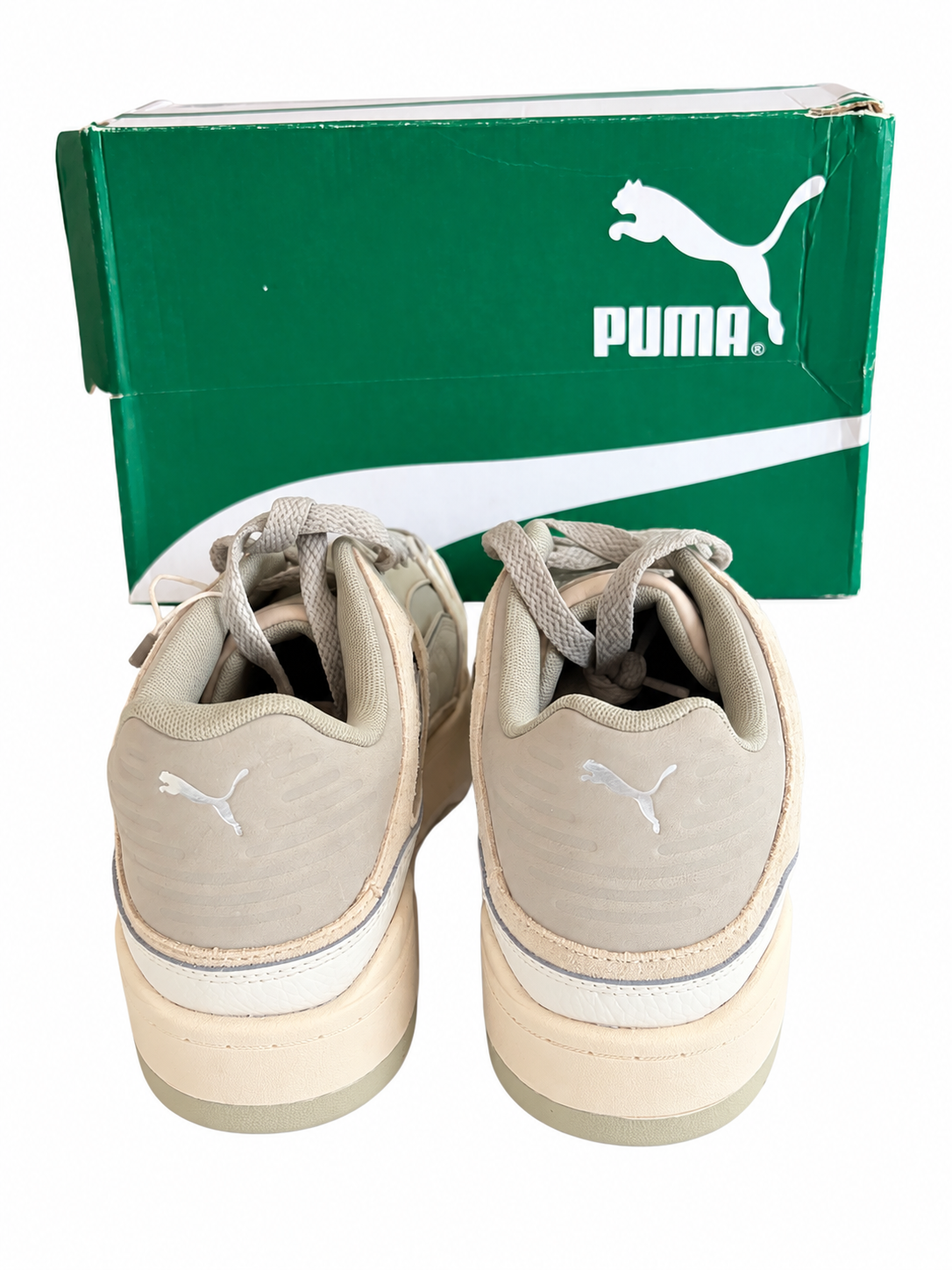 Puma Men’s Cream & Sage Panelled Lace-Up Trainers – Size 7 – BNIB
