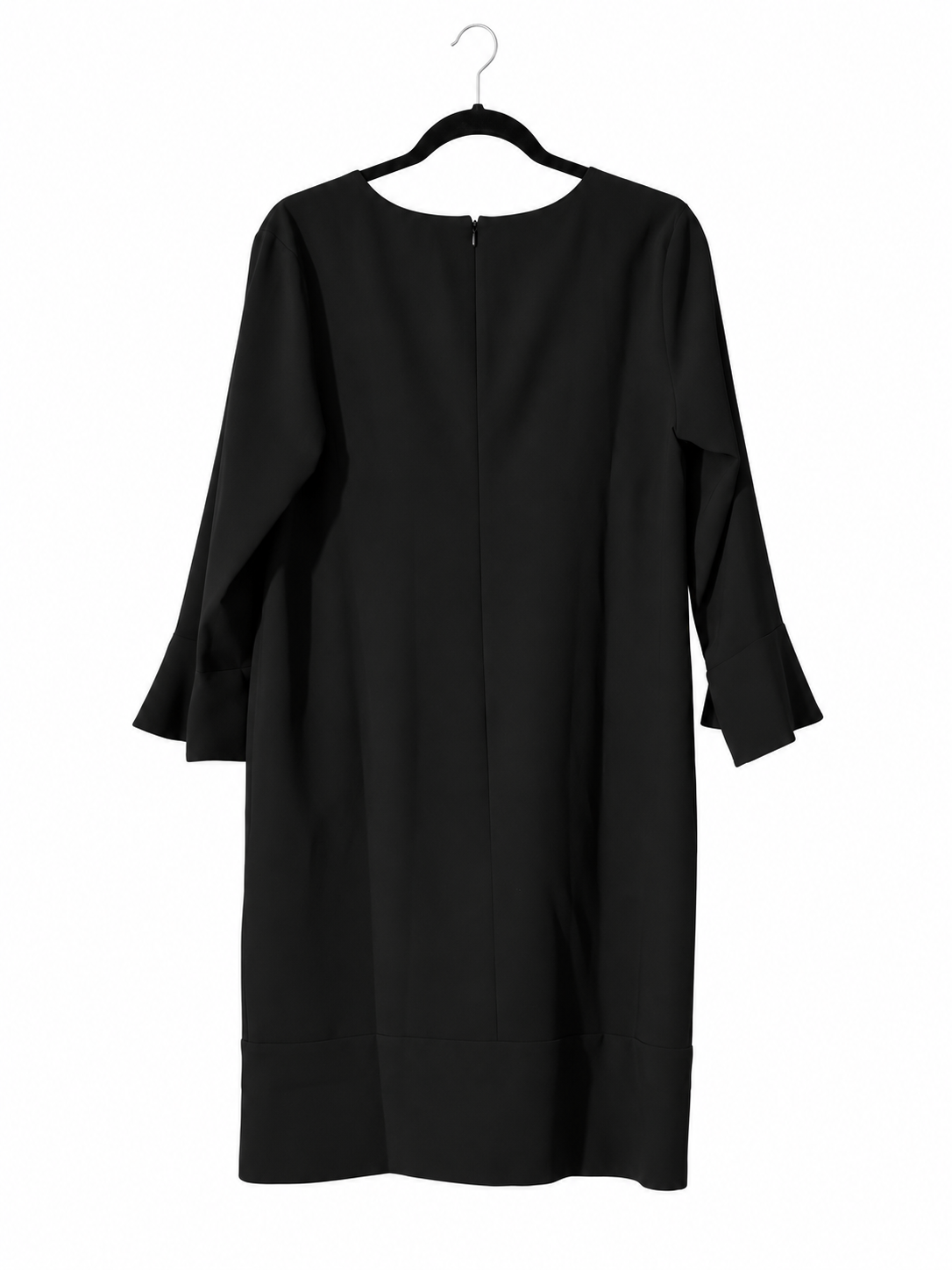 LIU JO Eden black bell sleeve shift dress IT 46 BNWT — back garment view with bell cuffs