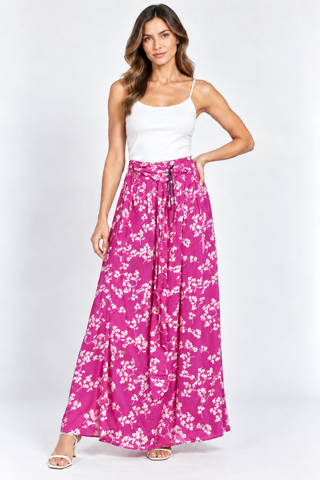Threadbare Sherbet Pink Floral Maxi Wrap Skirt – UK 12