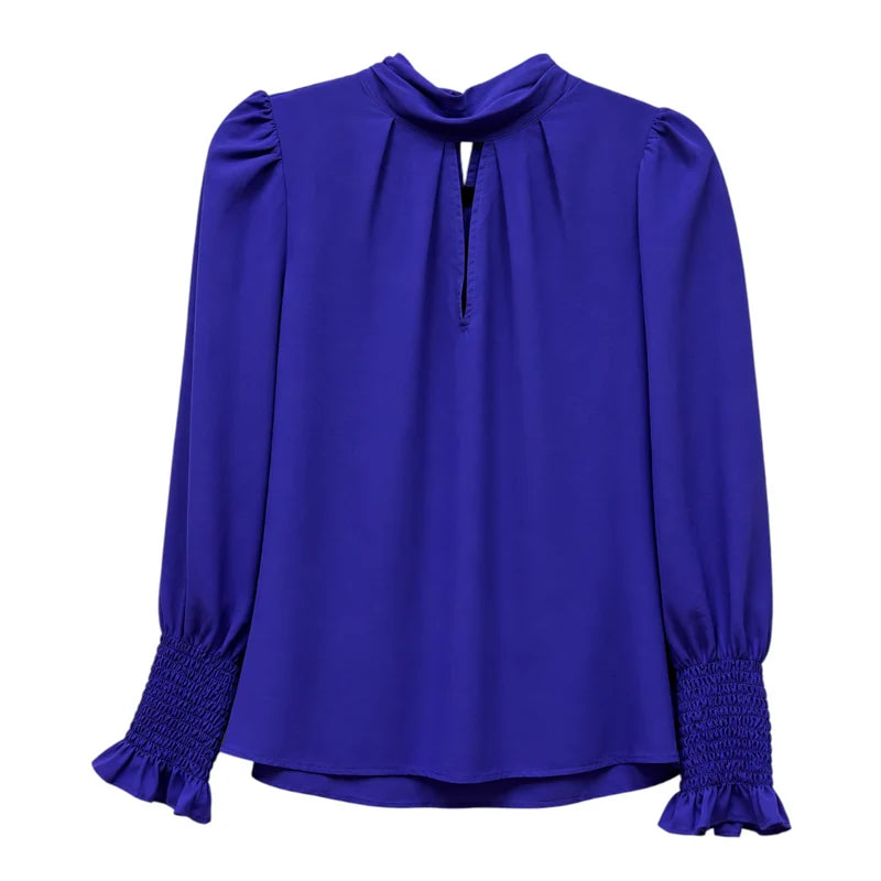Front view — French Connection Cobalt Violet Crepe Light Keyhole Top – XS and S.