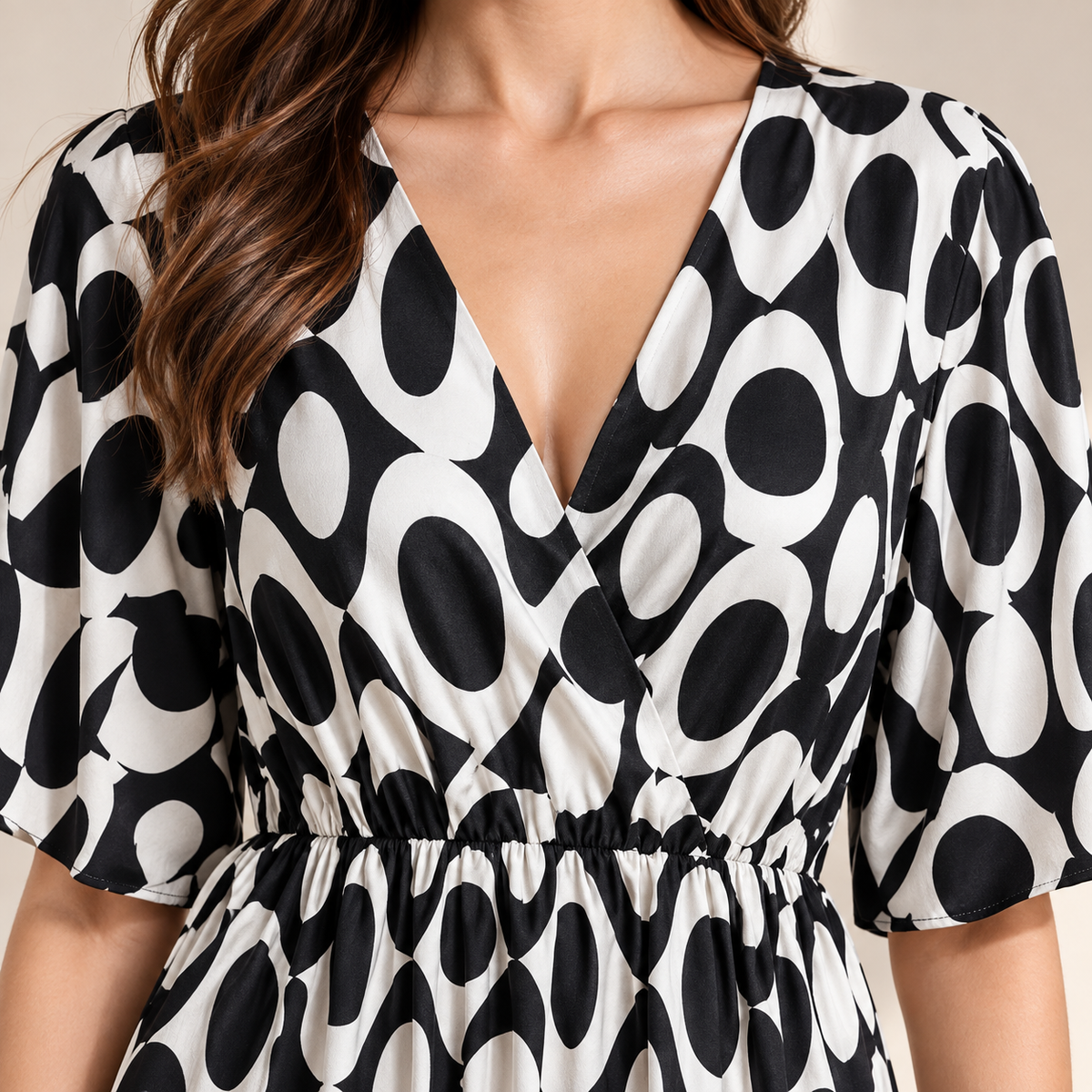 Biancoghiaccio Trieste Black & White Abstract-Print Midi Dress – IT 46 — photo 4