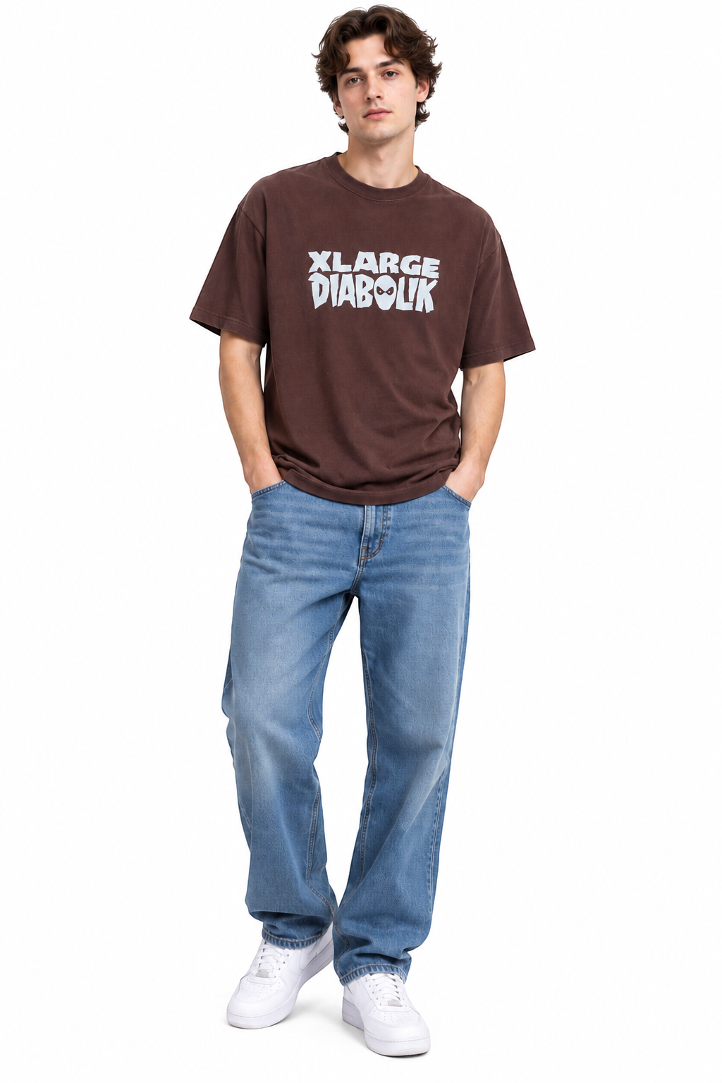 XLARGE Brown Graphic T-Shirt – L / M shown on a model.