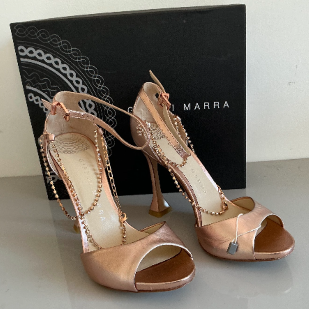 Gianni Marra Rose Gold Metallic Embellished Chain Ankle-Strap Heels - EU 38 – product image 11