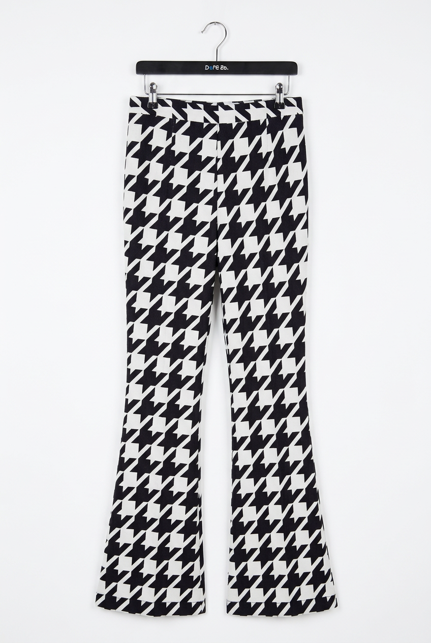 Giuliette Brown Navy and White Houndstooth Super-Flare Trousers – Labelled Size 1 — photo 4