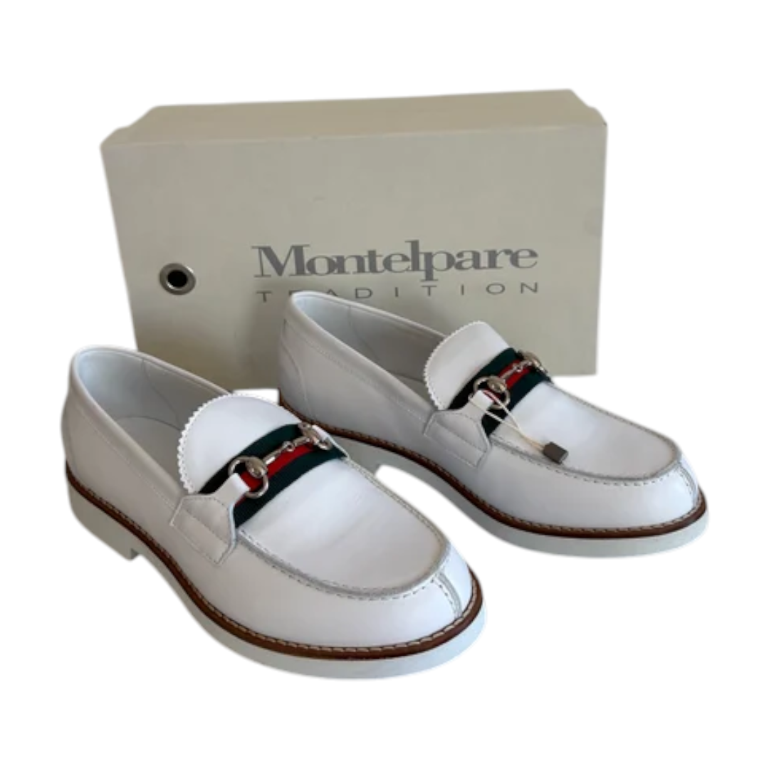 Montelpare Tradition White Leather Horsebit Loafers – product image 4 of 5