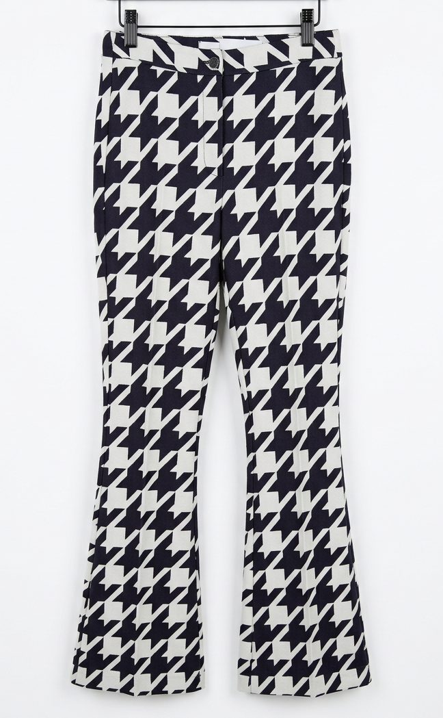 Giuliette Brown Navy and White Houndstooth Super-Flare Trousers – Labelled Size 1 — photo 3