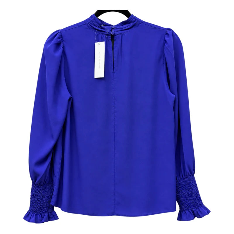 Back view — French Connection Cobalt Violet Crepe Light Keyhole Top – XS and S.