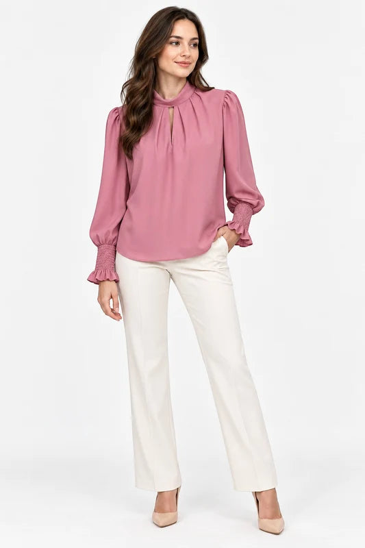 French Connection Foxglove Crepe Light Keyhole Top – XL shown on a model.
