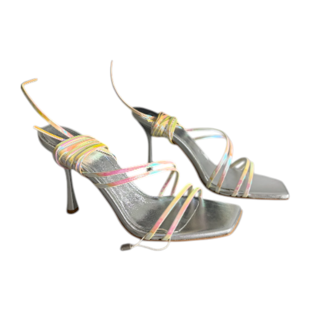 8 by YOOX Multicolour Metallic Strappy Square-Toe Stiletto Sandals - EU 40 – product image 3