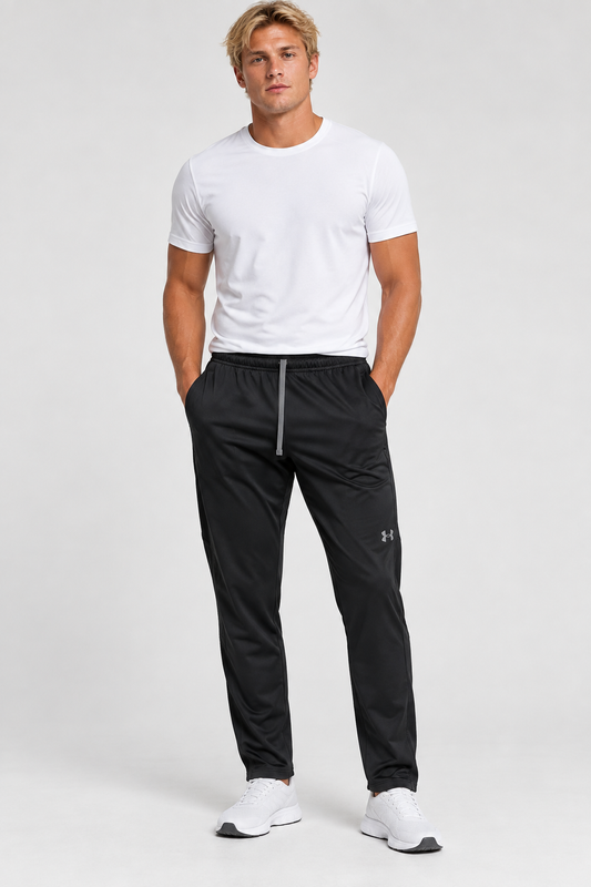 Under Armour Black Men’s Drawstring Training Trousers – S / L / XL shown on a model.