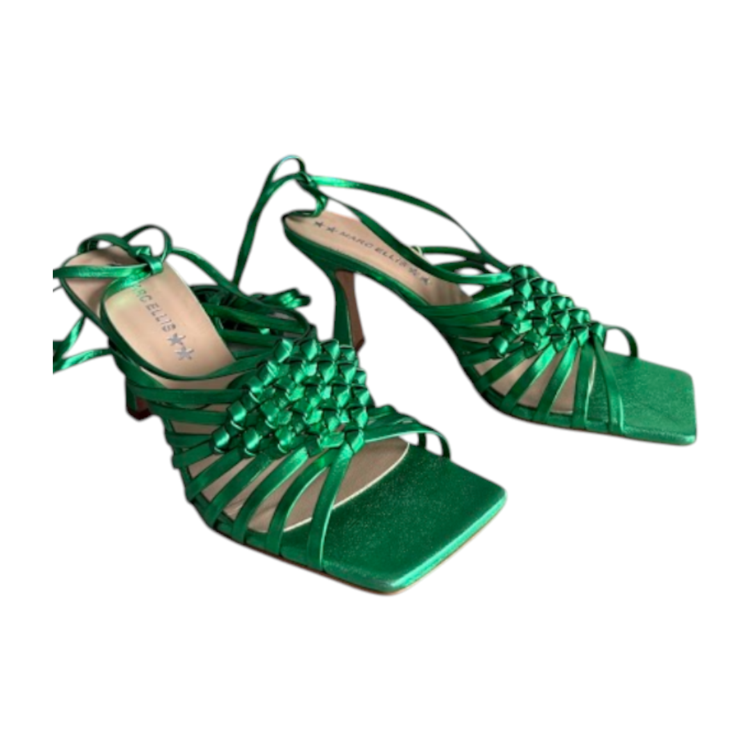 Marc Ellis Izar Verde Metallic Leather Strappy Heeled Sandals - EU 39 – product image 4