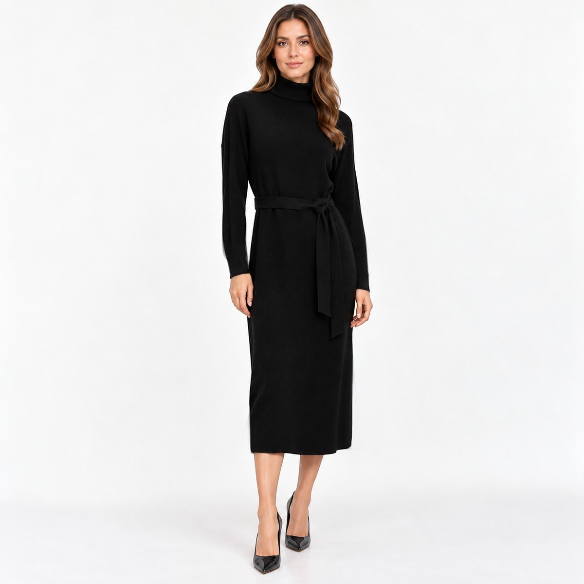 8 by YOOX Black Wool Blend Midi Dress – M — photograph 1