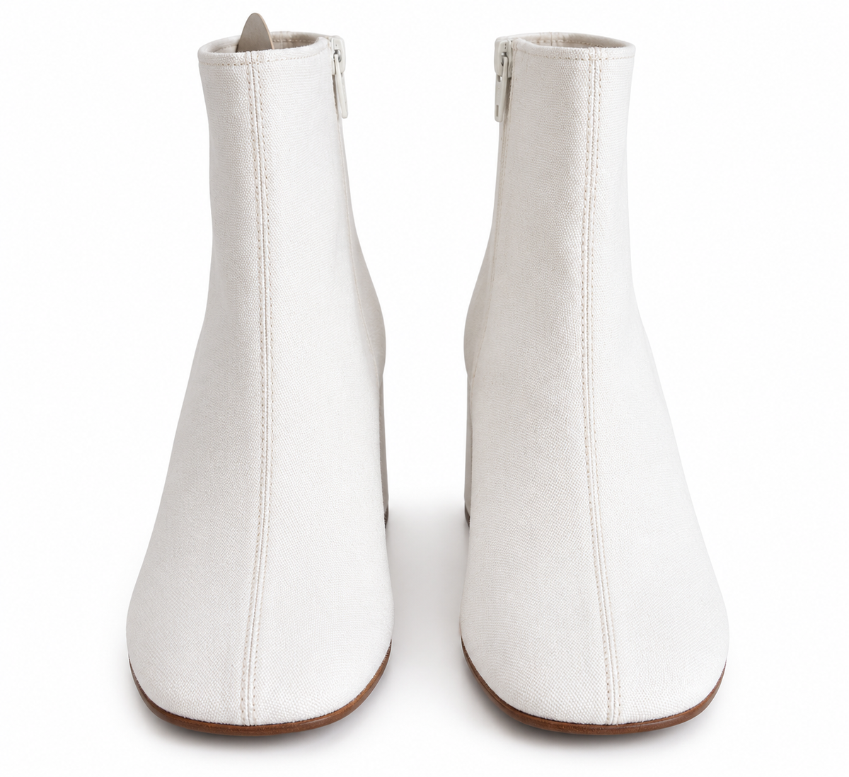 Top view of the pair — Stephen Venezia Italian White Canvas Block-Heel Ankle Boots – EU 40.