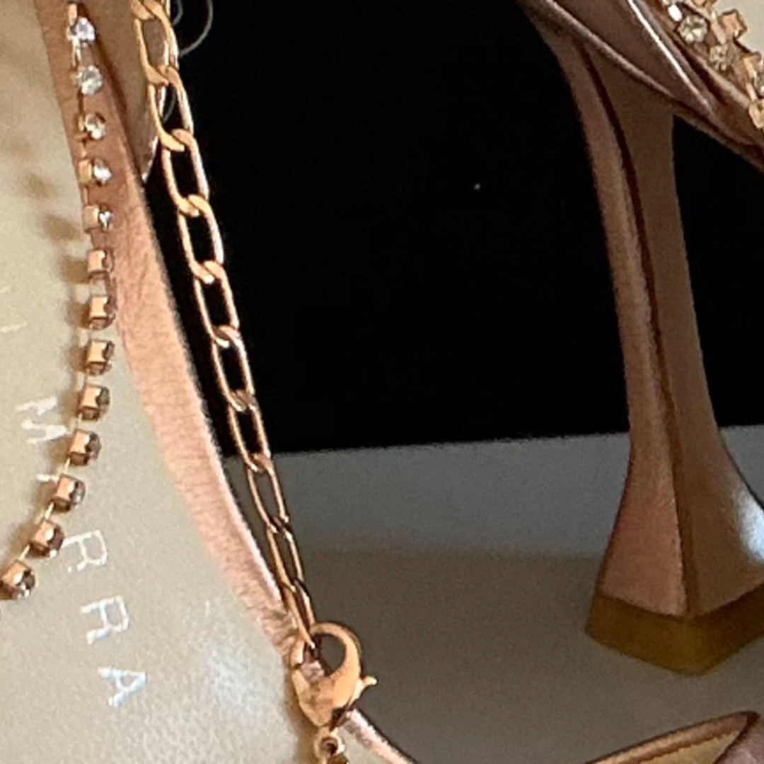 Gianni Marra Rose Gold Metallic Embellished Chain Ankle-Strap Heels - EU 38 – product image 8